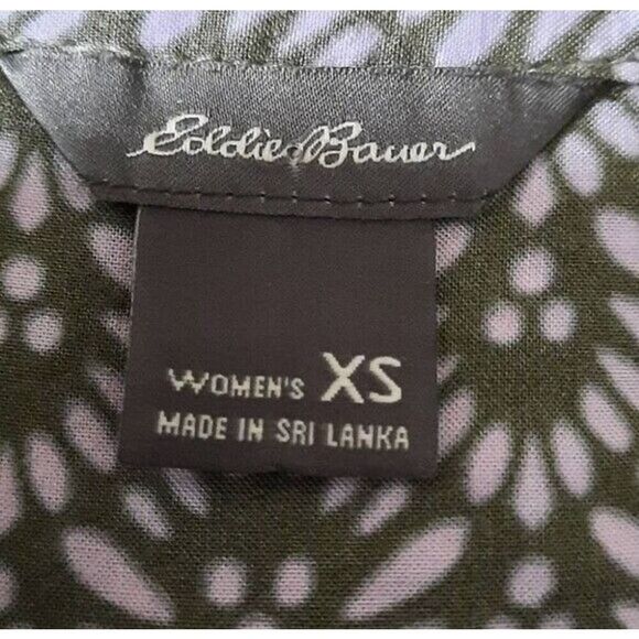 Eddie Bauer Shirt Ladies Extra Small Army Green Lavender Sleeveless V-Neck - Picture 5 of 7